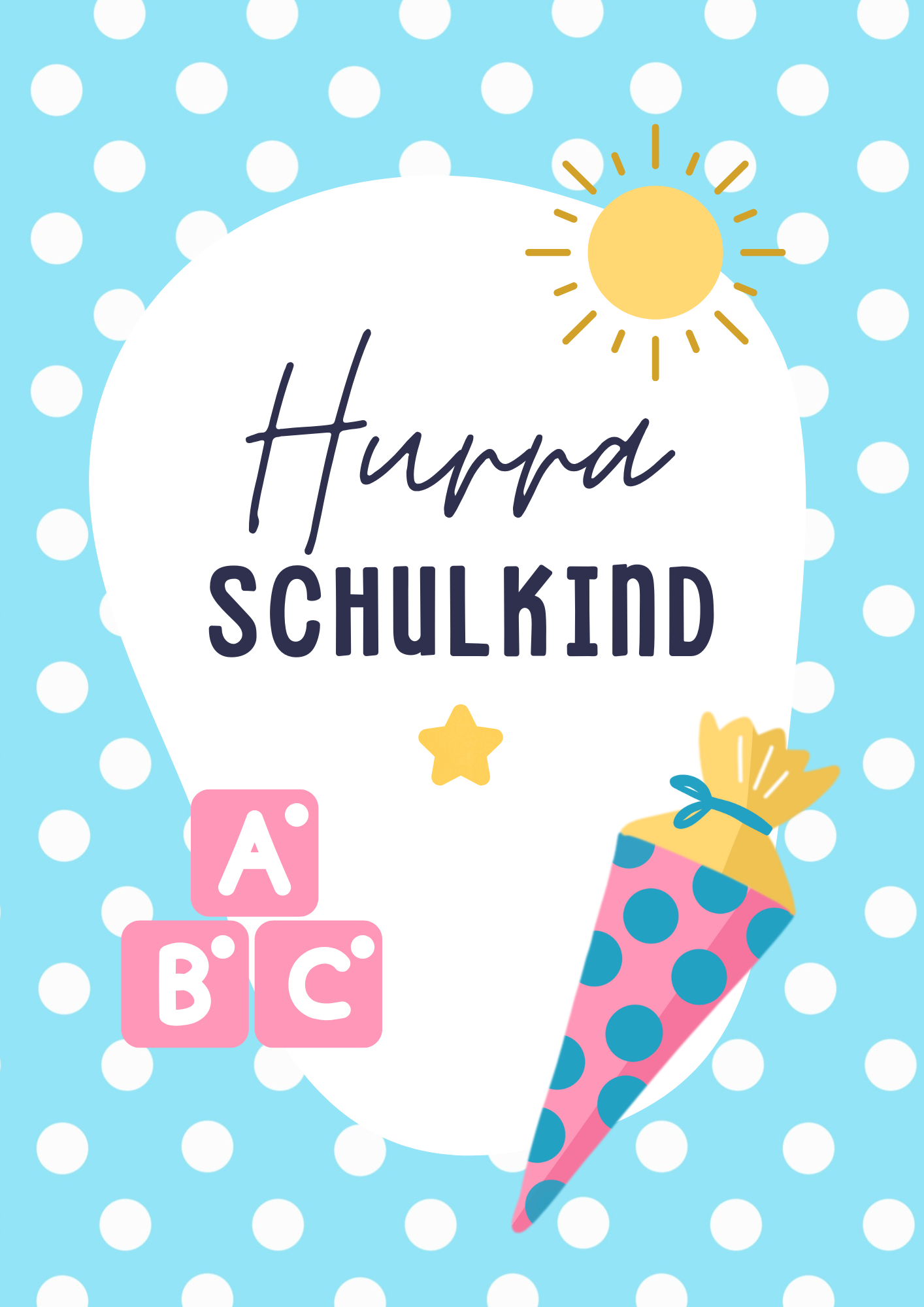 {#Flyer Schulkind Einschulung Hellblau Punkte Schultüte}